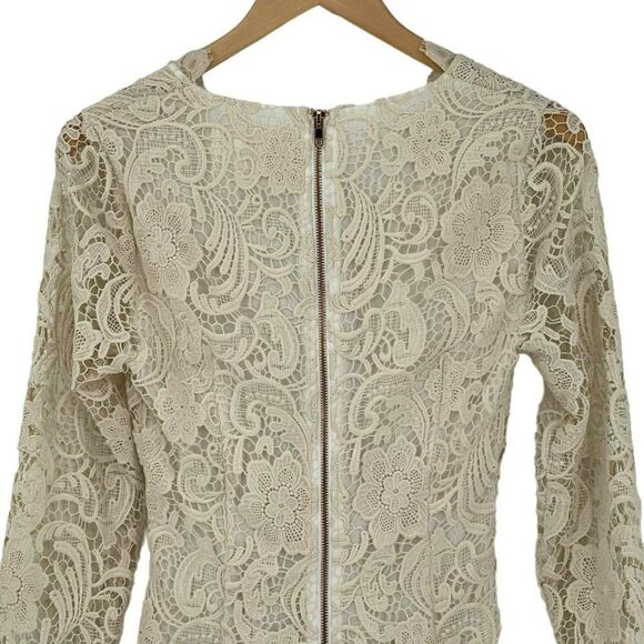 The Jetset Diaries Pisa Lace Bodycon Mini Dress Ivory Scallop Hem Women Small - Picture 9 of 12